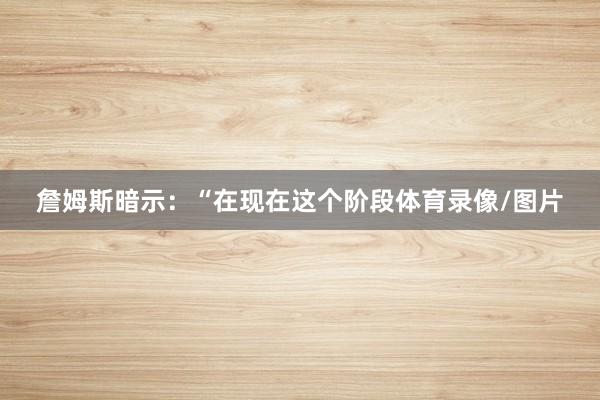 詹姆斯暗示：“在现在这个阶段体育录像/图片