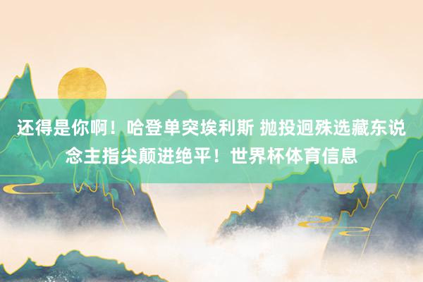 还得是你啊！哈登单突埃利斯 抛投迥殊选藏东说念主指尖颠进绝平！世界杯体育信息