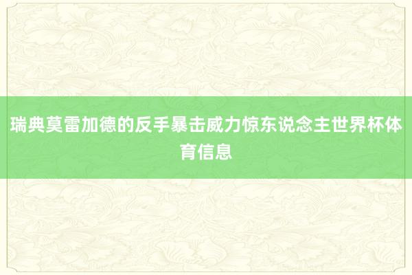 瑞典莫雷加德的反手暴击威力惊东说念主世界杯体育信息