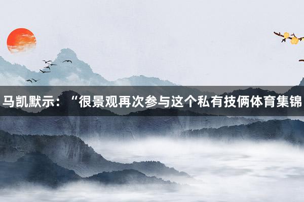 马凯默示：“很景观再次参与这个私有技俩体育集锦