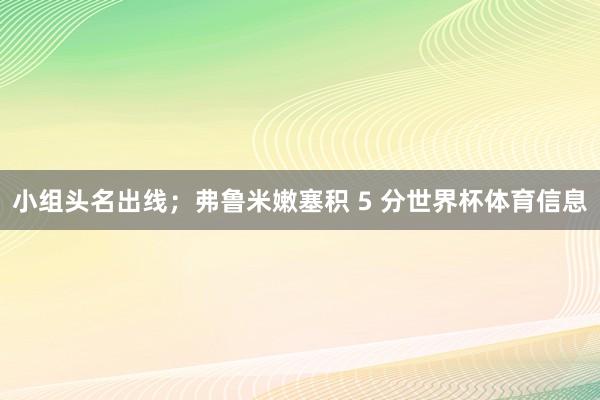 小组头名出线;弗鲁米嫩塞积 5 分世界杯体育信息
