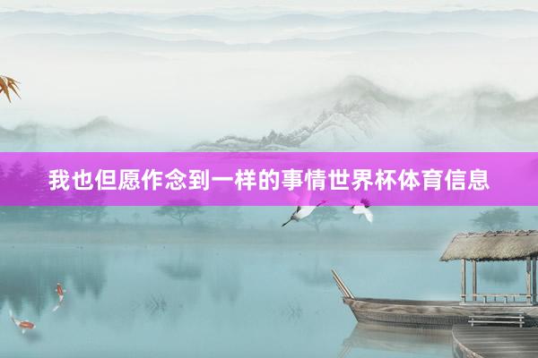 我也但愿作念到一样的事情世界杯体育信息