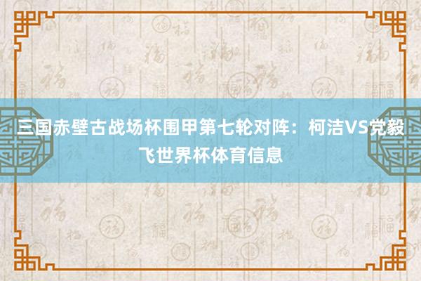 三国赤壁古战场杯围甲第七轮对阵：柯洁VS党毅飞世界杯体育信息