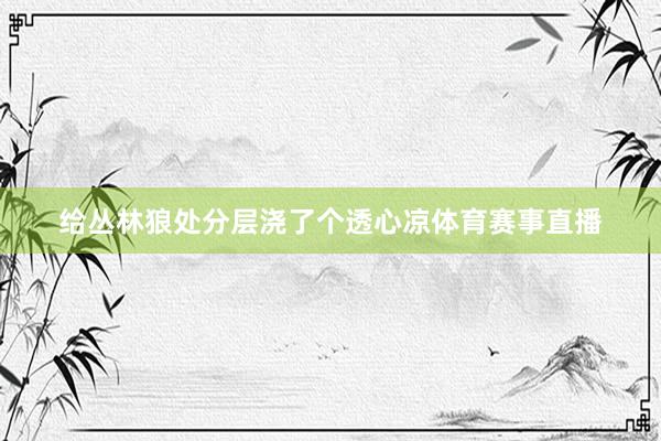 给丛林狼处分层浇了个透心凉体育赛事直播